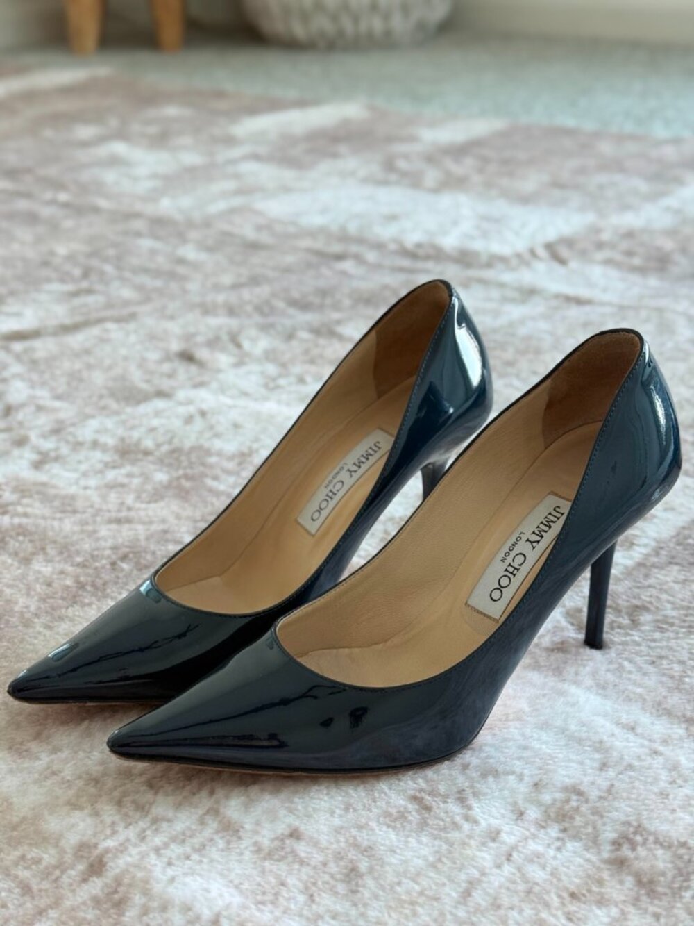 Jimmy Choo Agnes Navy Patent Leather Pumps - Picture 3 of 7